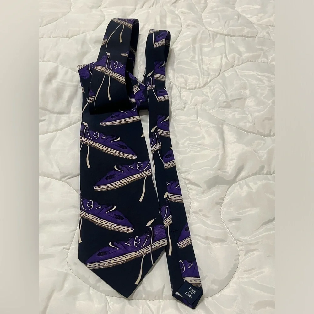 SILK PURPLE SHOE NECK TIE, WHIMSICAL, HAND MADE IN THE USA!